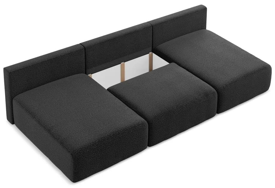 Colțar negru extensibil/cu spațiu de depozitare Kalena – Makamii