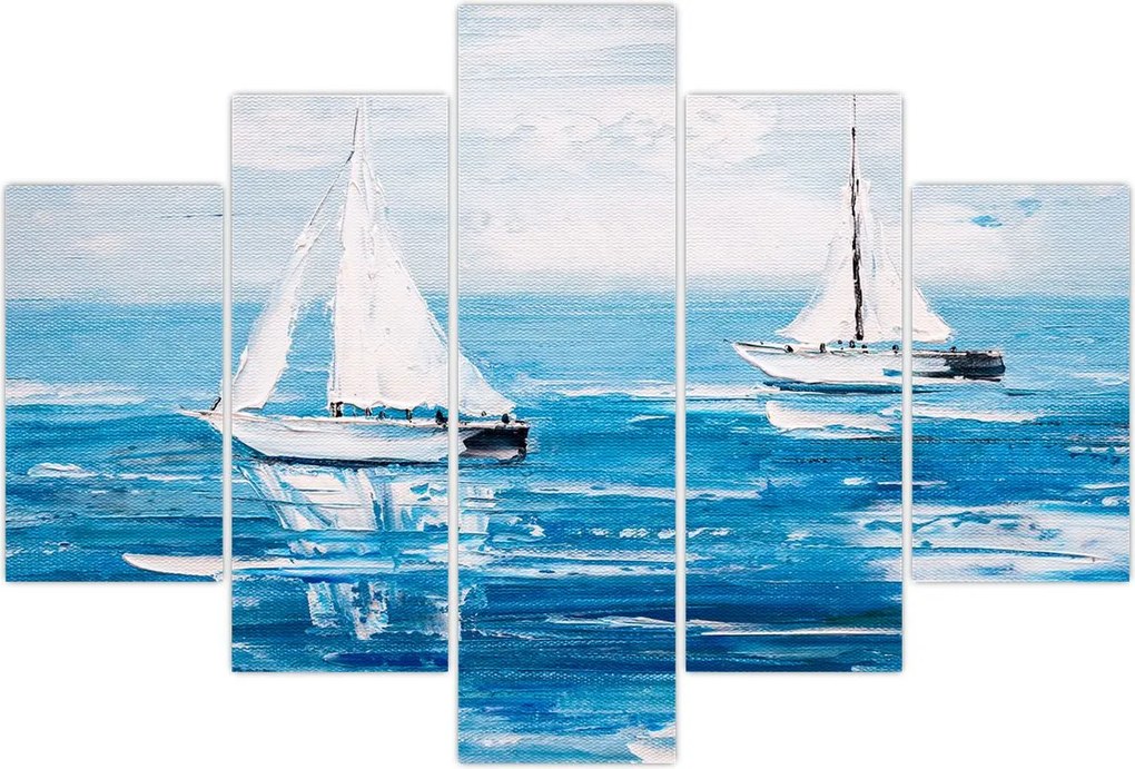 Tablou - Pictură yacht pe mare (150x105 cm)