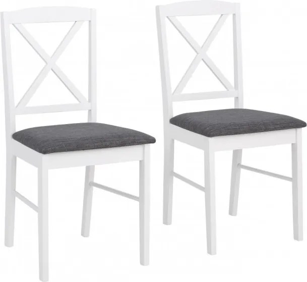 Set de 2 scaune Sonoma, MDF/lemn masiv de pin, alb, 44.5 x 47.5 x 89 cm