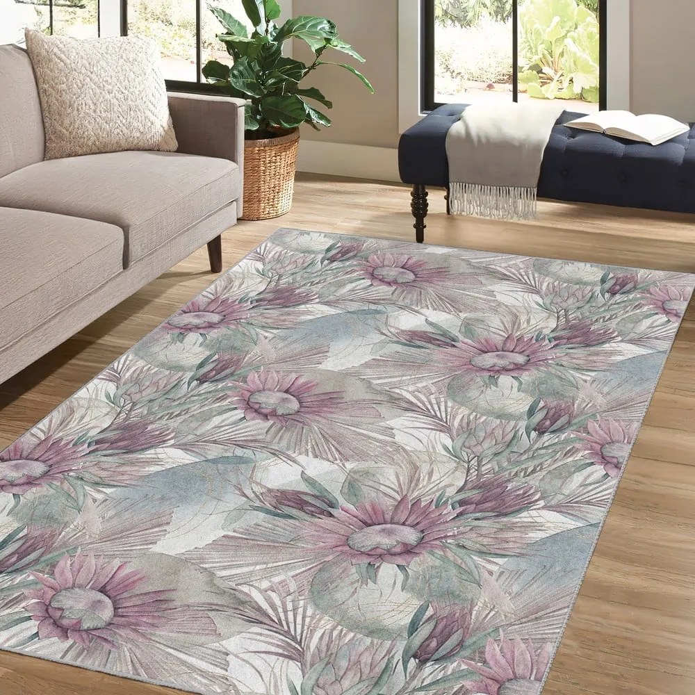 Covor mov/gri lavabil 160x230 cm Dusty Flowers – Mila Home