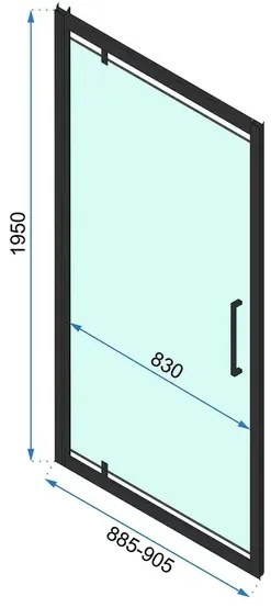 Cabina de dus dreptunghiulara cu usa pivotanta Rea Rapid Swing 90x100 negru