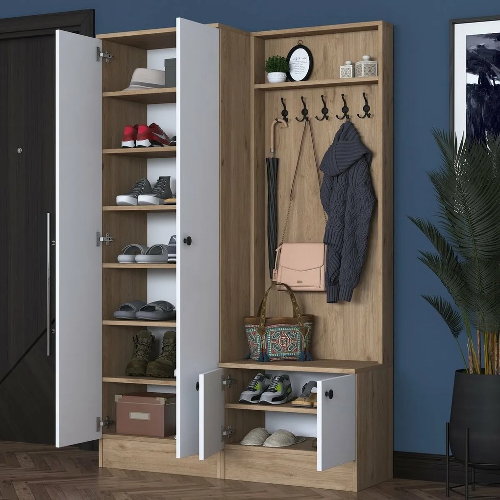 Set de hol Pone White and Walnut II