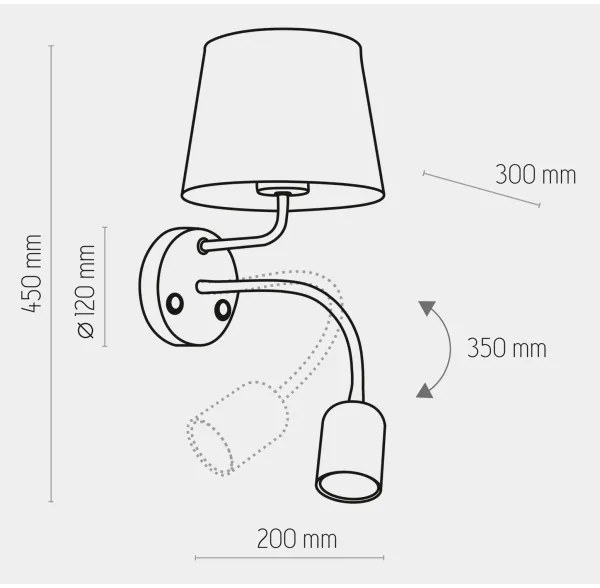 Lampă de perete MAJA 1xE27/15W/230V + 1xGU10/10W/230V neagră