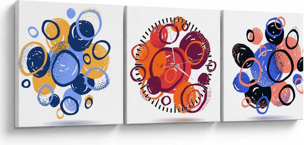 Tabloul cercuri colorate (cu ceas) (90x30 cm)