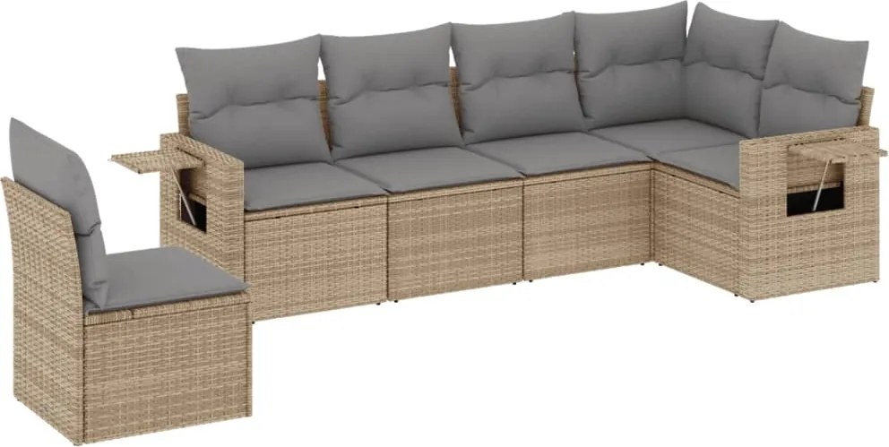vidaXL Set canapele de grădină cu perne, 6 piese, bej, poliratan