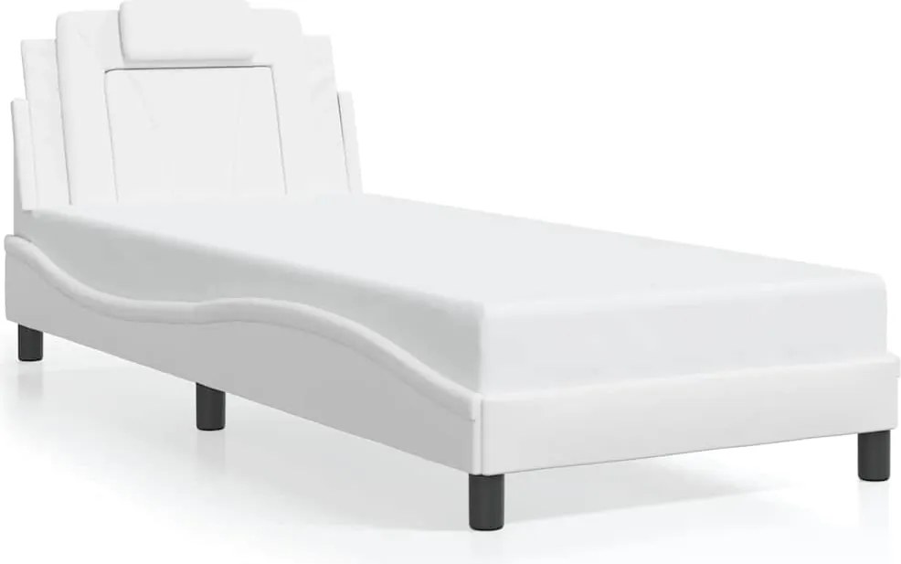 vidaXL Cadru de pat, Viana, fără saltea, alb, 90x200 cm, piele ecologică