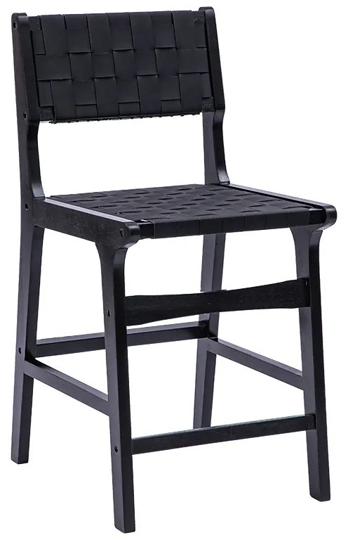 Scaun Bar Sylvanna Lemn, Tapiterie Piele Ecologica Negru