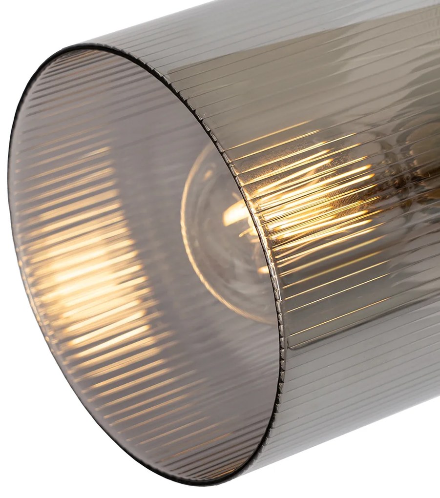 Plafonieră cu spoturi neagră cu sticlă fumurie 4 lumini reglabile - Laura