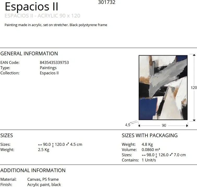 Tablou decoratiune perete Espacios II 90x120cm