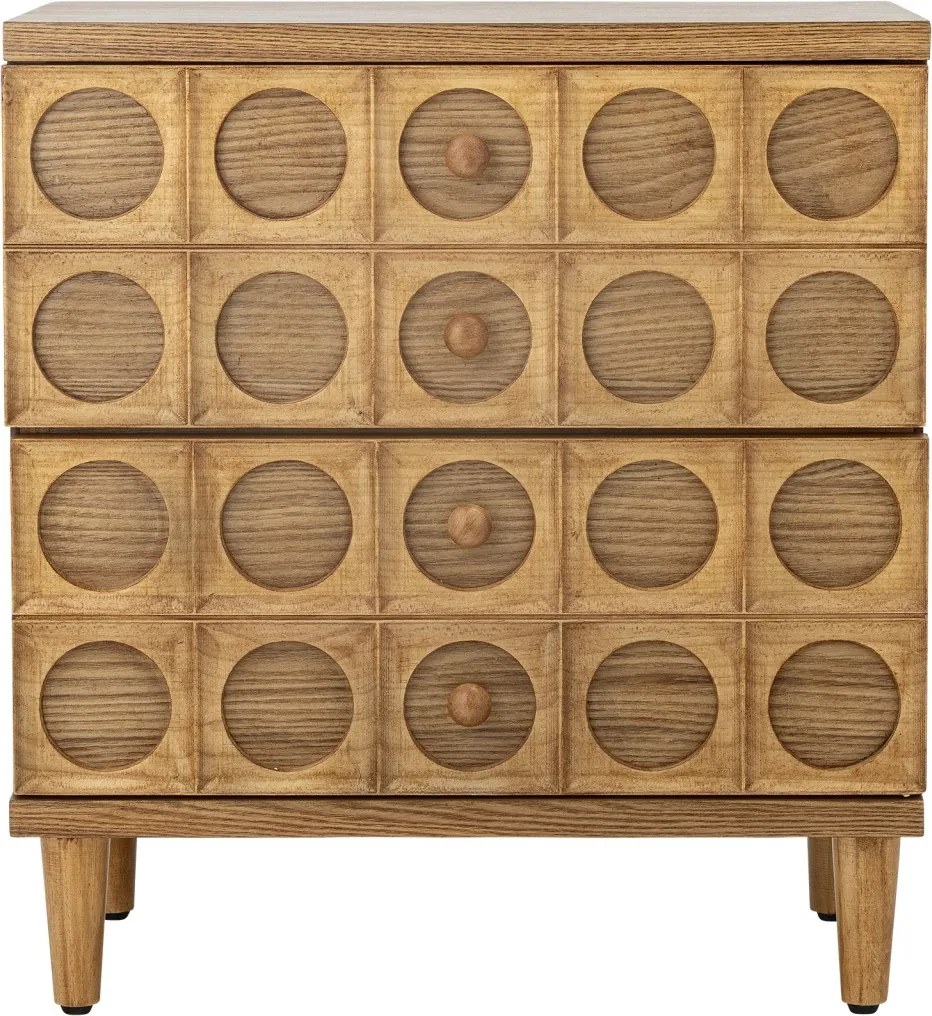 Comodă cu 2 sertare, maro, model geometric, picioare detașabile, finisaj lăcuit, 61 x 56 x 35 cm, „Vester”