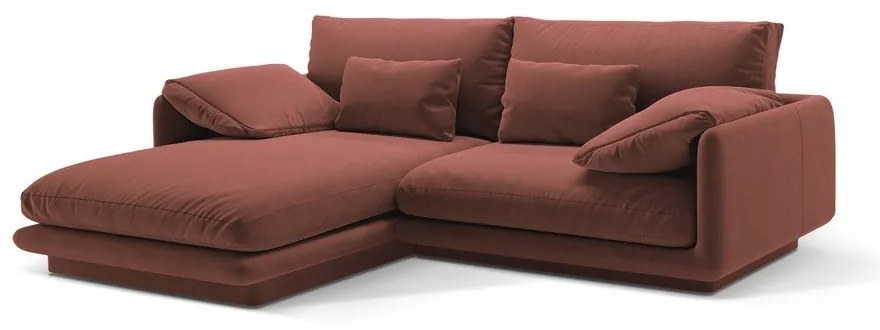 Colțar roz cu tapițerie din catifea (cu colț pe partea stângă /cu șezlong) Torino – Micadoni