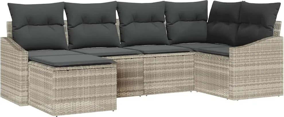 vidaXL Set de canapea cu pernă 6 pcs Gri deschis poliratan