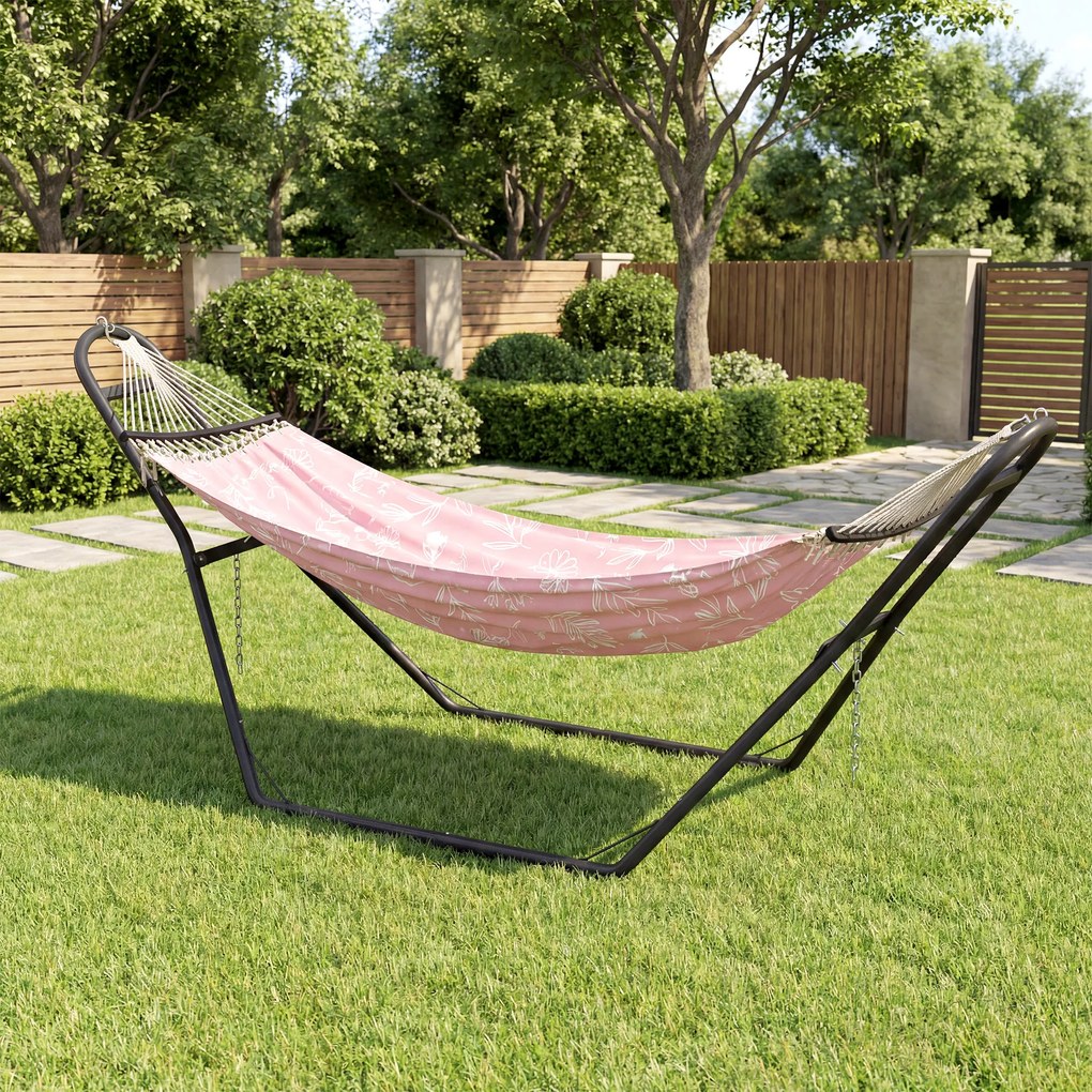 Outsunny Suport Reglabil pentru Hamac din Oțel cu Lanțuri și Cârlige în Formă de S, pentru Hamace de 2,75-4 m, 278 cm, Negru | Aosom Romania