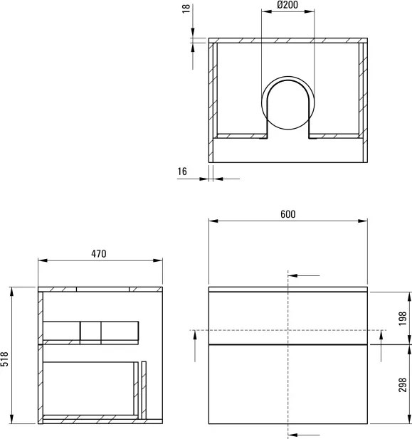 Prizma Mobilier de baie, Cu blat SDI_KB61