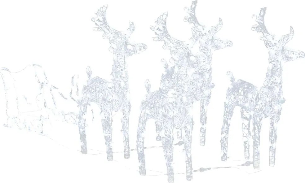 vidaXL Decorațiune de Crăciun cu reni și sanie, 280x28x55, acril