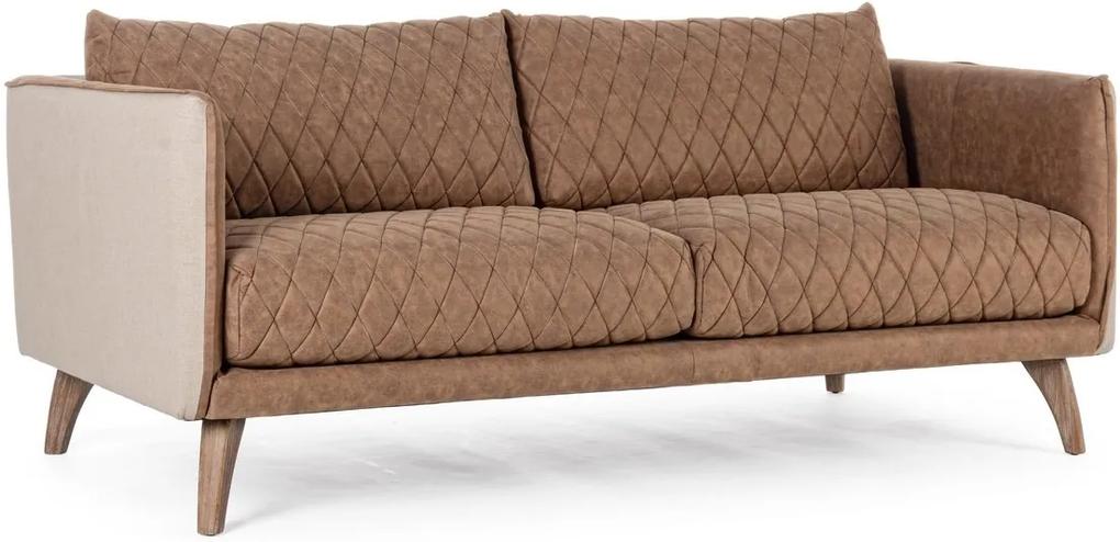 Canapea 2 locuri picioare lemn tapitata cu velur maro Helston 188.5 cm x 89 cm x 76.5 h x 47 h1 x 70.5 h2