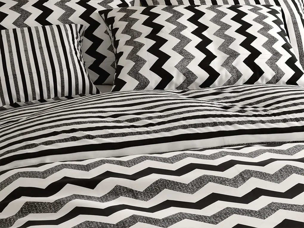 Lenjerie de pat din bumbac Renforce DUNGI alb-negru Dimensiune lenjerie de pat: 70 x 90 cm | 140 x 200 cm