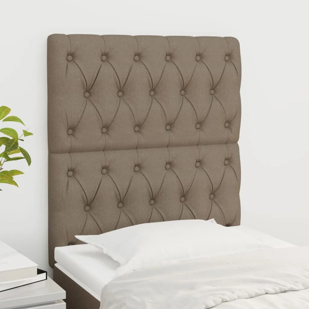 vidaXL Tăblii de pat, 2 buc, gri taupe, 80x7x78/88 cm, textil
