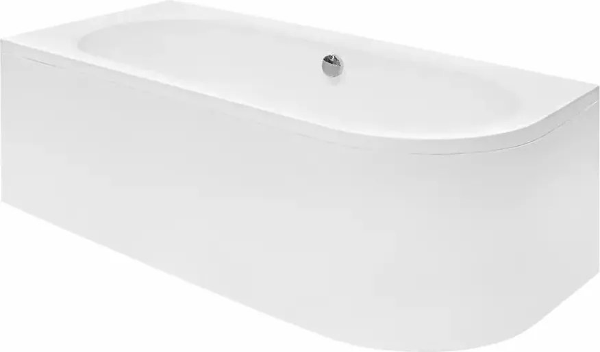 Cada asimetrica Besco Avita 160x75 cm alb lucios cu montaj stanga