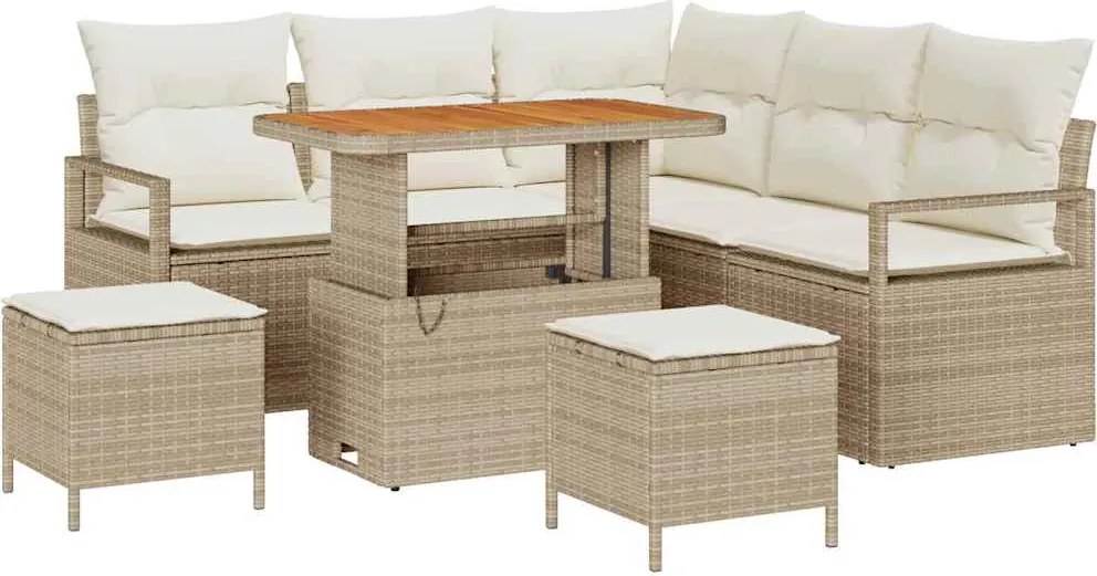 vidaXL Set de canapele pentru grădină cu pernă 8 pcs Bej și crem