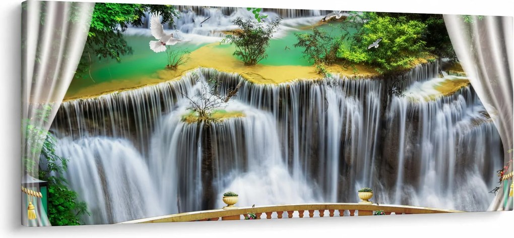 Tablou - Privire la cascade magice (120x50 cm)