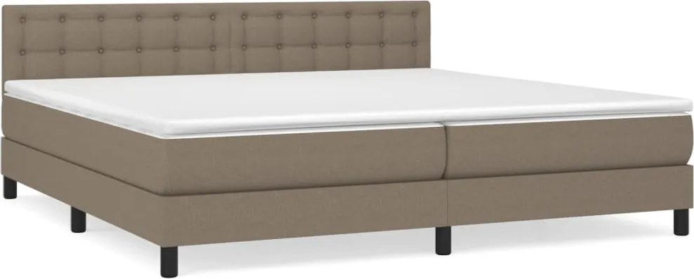 vidaXL Pat box spring cu saltea, gri taupe, 200x200 cm, textil