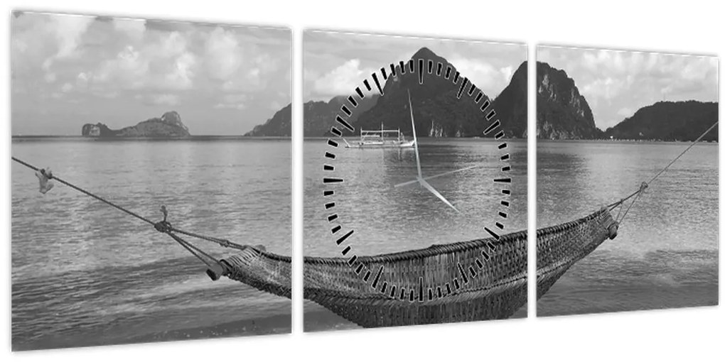 Tablou - Hamac pe plajă (cu ceas) (90x30 cm)