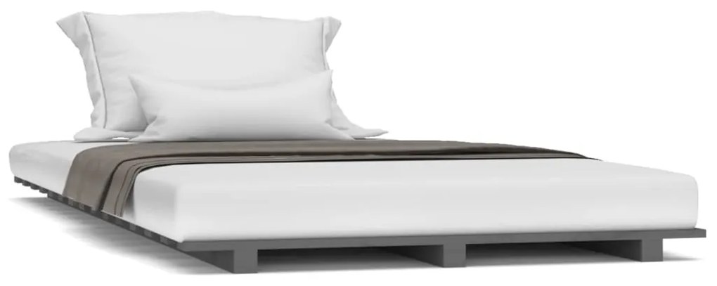 824595 vidaXL Cadru de pat, gri, 75x190 cm, lemn masiv de pin