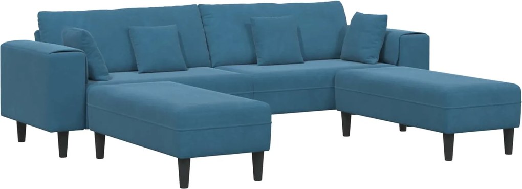 vidaXL Canapea cu pernă 3 pcs albastru Catifea