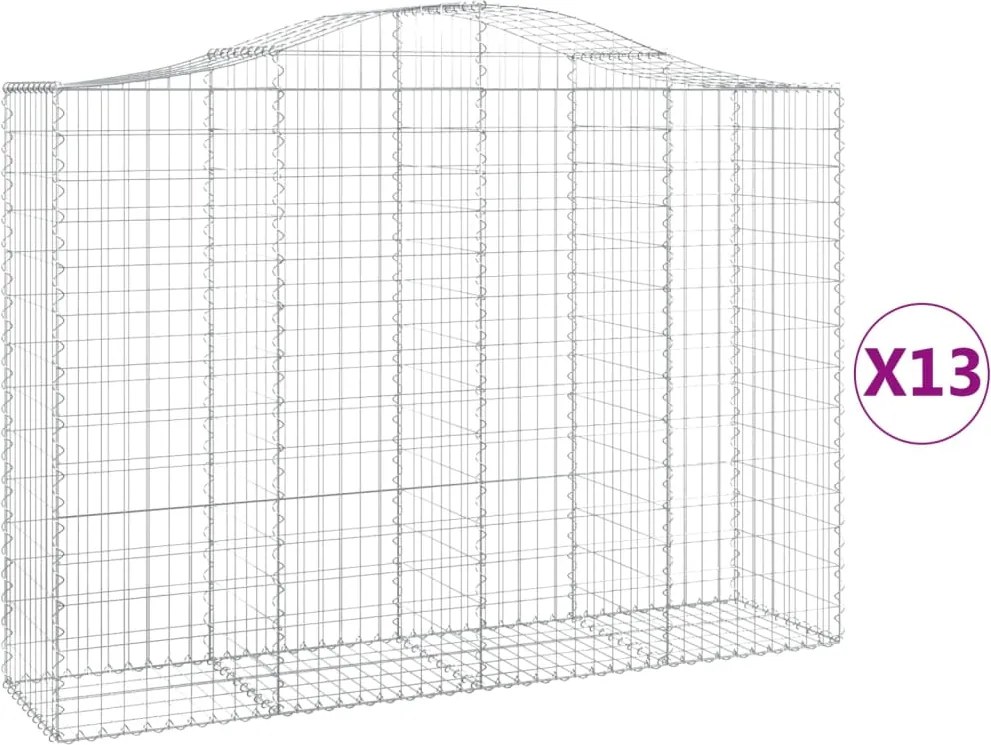 vidaXL Coșuri gabion arcuite 13 buc, 200x50x140/160cm, fier galvanizat