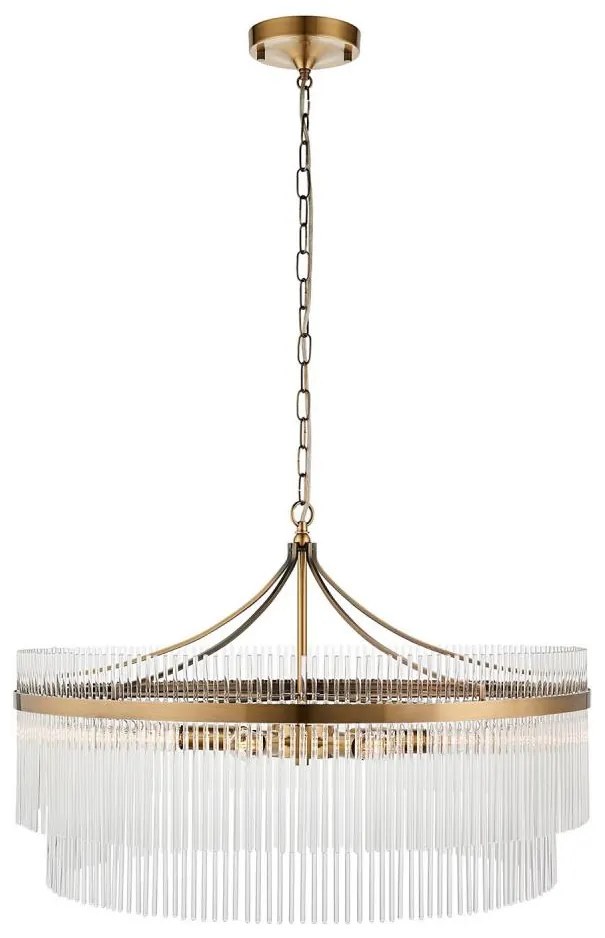 Endon 112574 - Candelabru suspendat pe lanț MARIETTA GRAND 7xE14/7W/230V alamă/sticlă clară