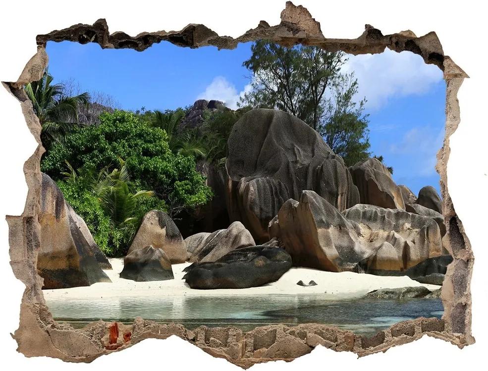 Autocolant de perete gaură 3D Seychelles panorama
