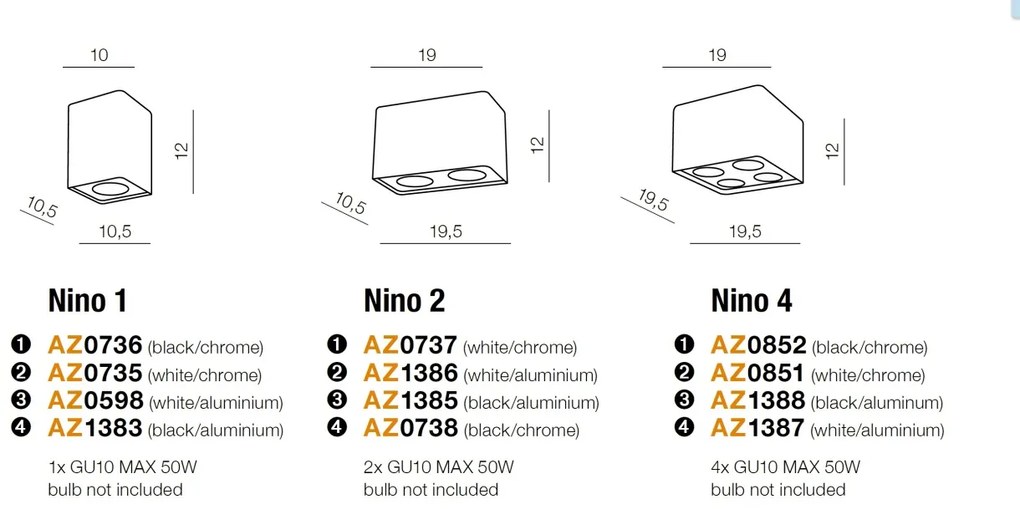 Spot aplicat tavan/plafon stil modern Nino 2 White/Chrom