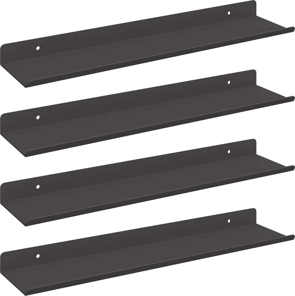 vidaXL Raft suspendat Pe perete 4 pcs Negru 40 x 9 x 2,5 cm Oțel