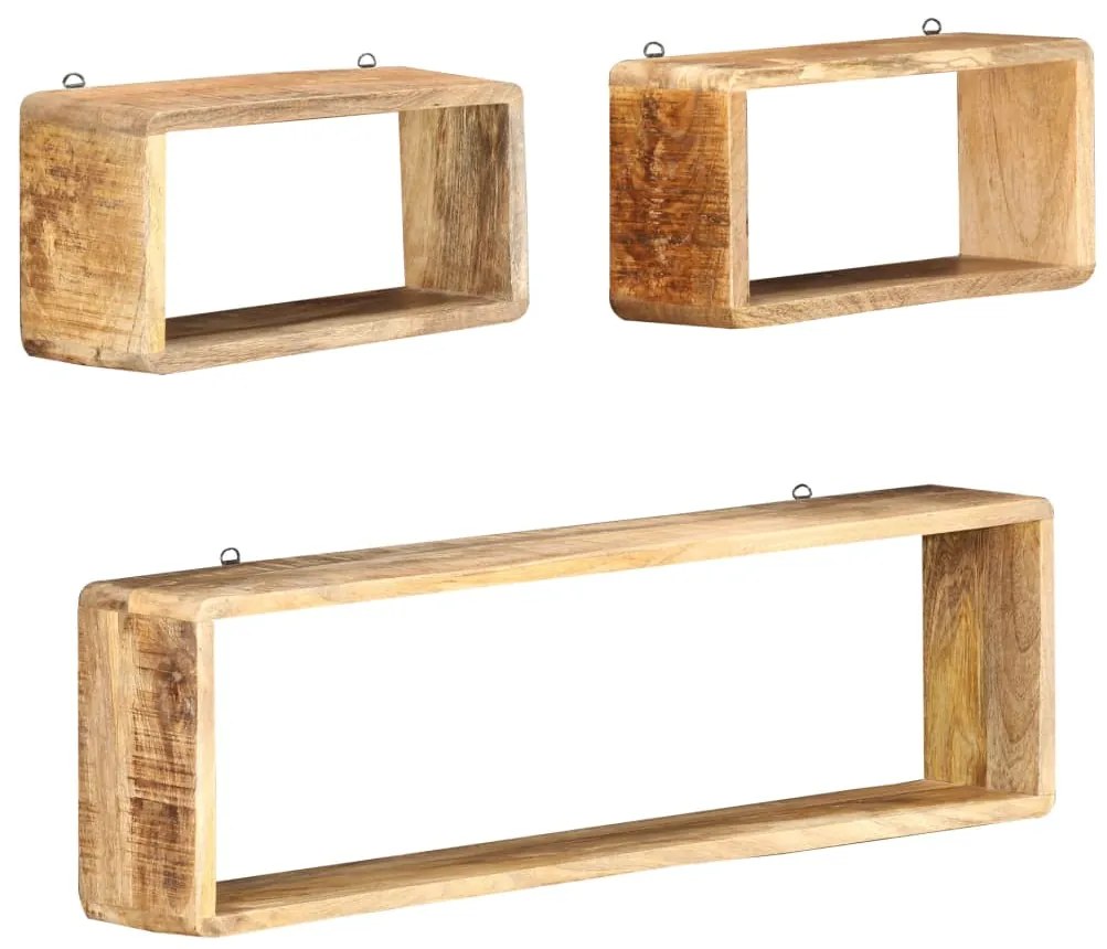 vidaXL Set rafturi de perete cub, 3 piese, lemn masiv de mango