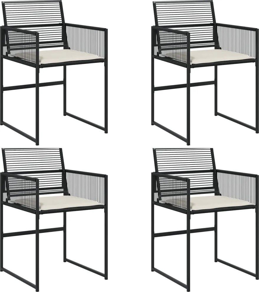 vidaXL Scaune de grădină cu perne, 4 buc., negru, poliratan