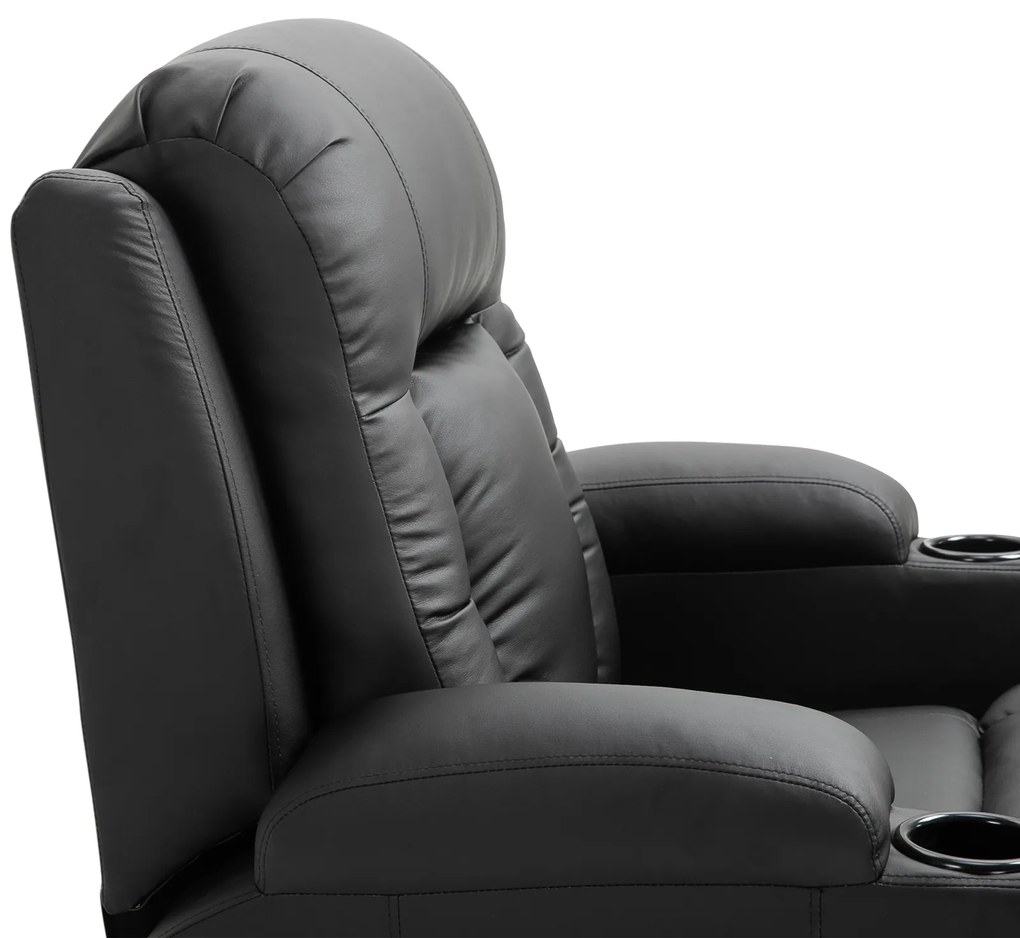 HOMCOM Fotoliu Relax pentru Masaj Rabatabil din Imitatie de Piele Bej cu 8 Puncte de Masaj si Telecomanda, 85x94x104cm, Negru | AOSOM RO