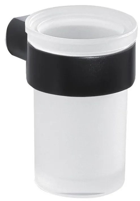 Suport de perete pentru periuțe de dinți Gedy PIRENEI sticlă alburie/negru