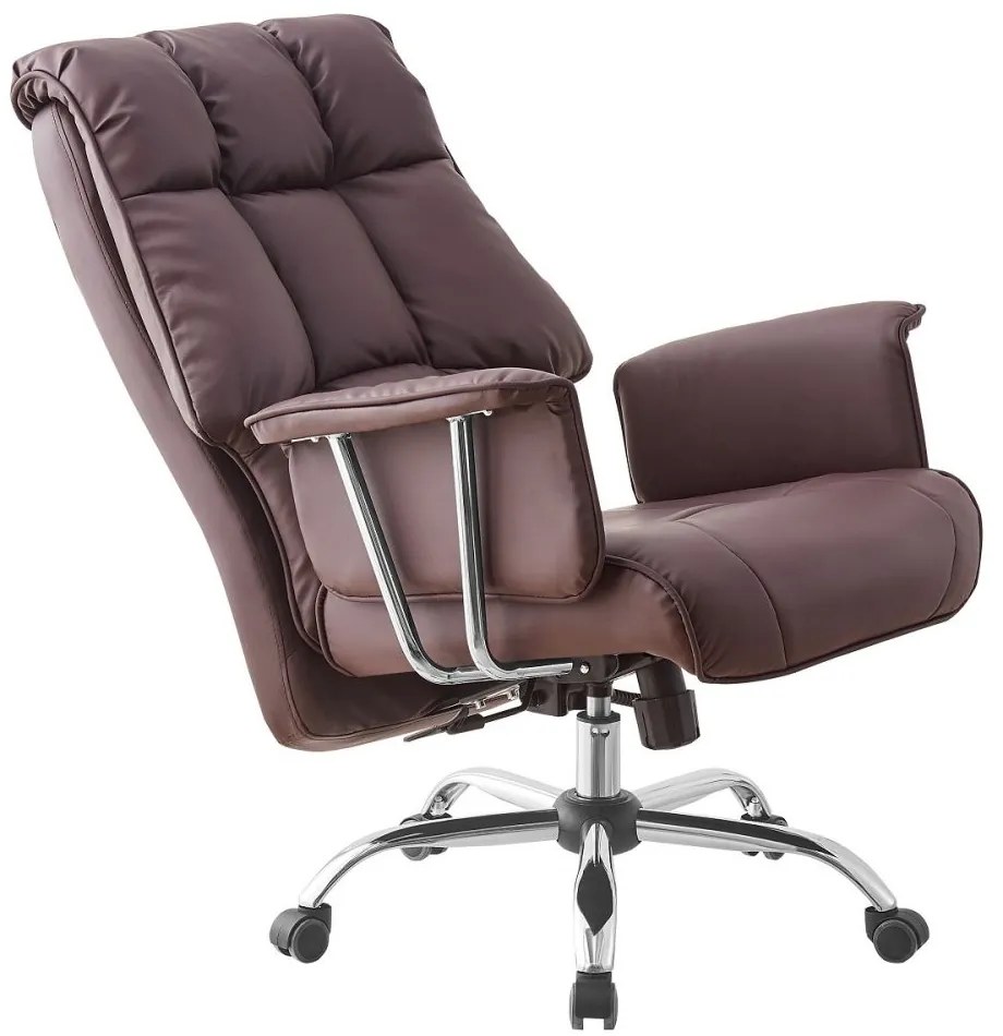 Scaun directorial, buretare generoasa, functie inclinare, piele PU, Maro