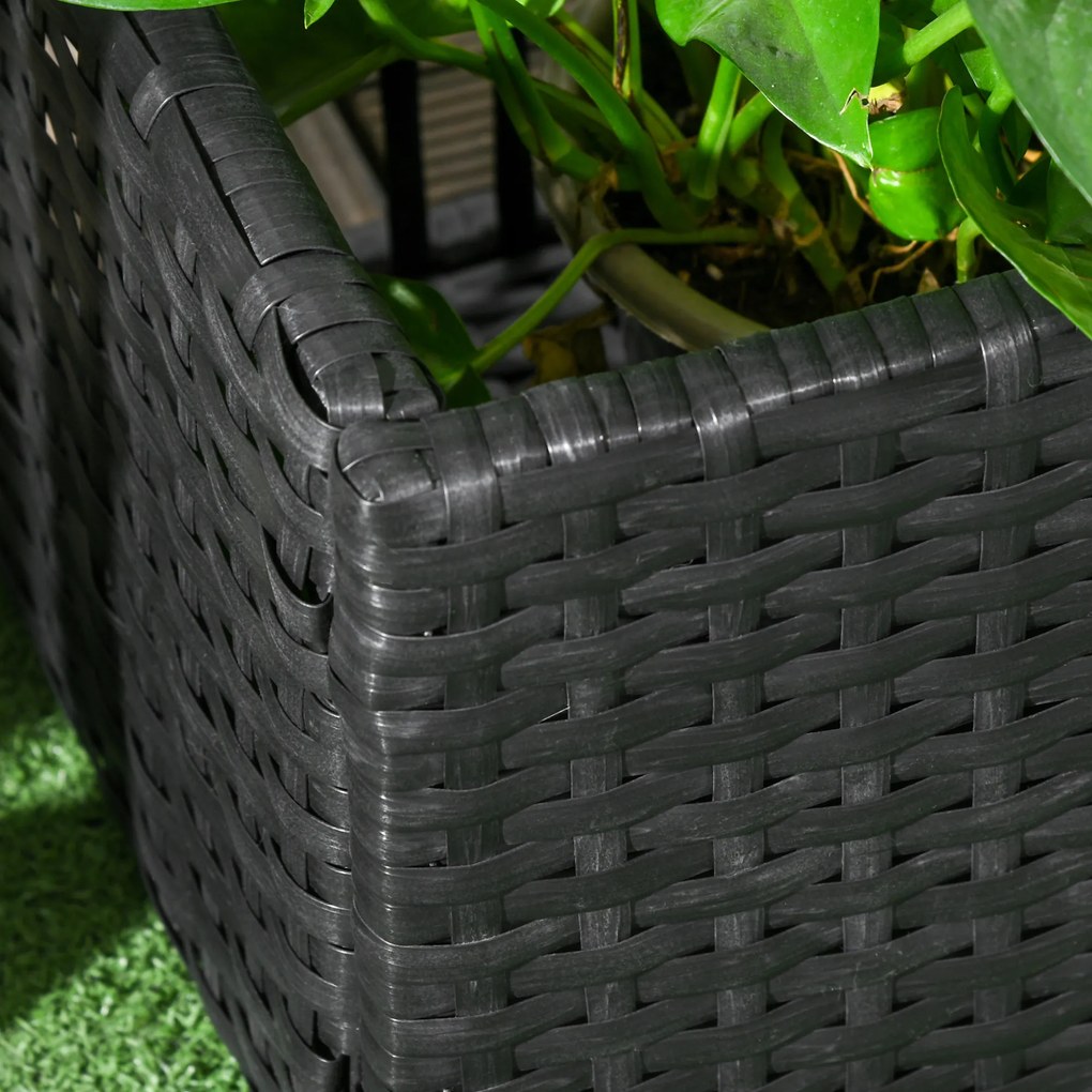 Outsunny Blumenkasten cu grilaj, rezistent la intemperii, Ratan Polyrattan, 103 x 103 x 29 cm, Negru | Aosom Romania