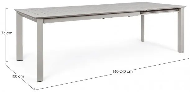 Masă extensibila, metalica, gri deschis, 160/240x100 cm, Konnor, Bizzotto