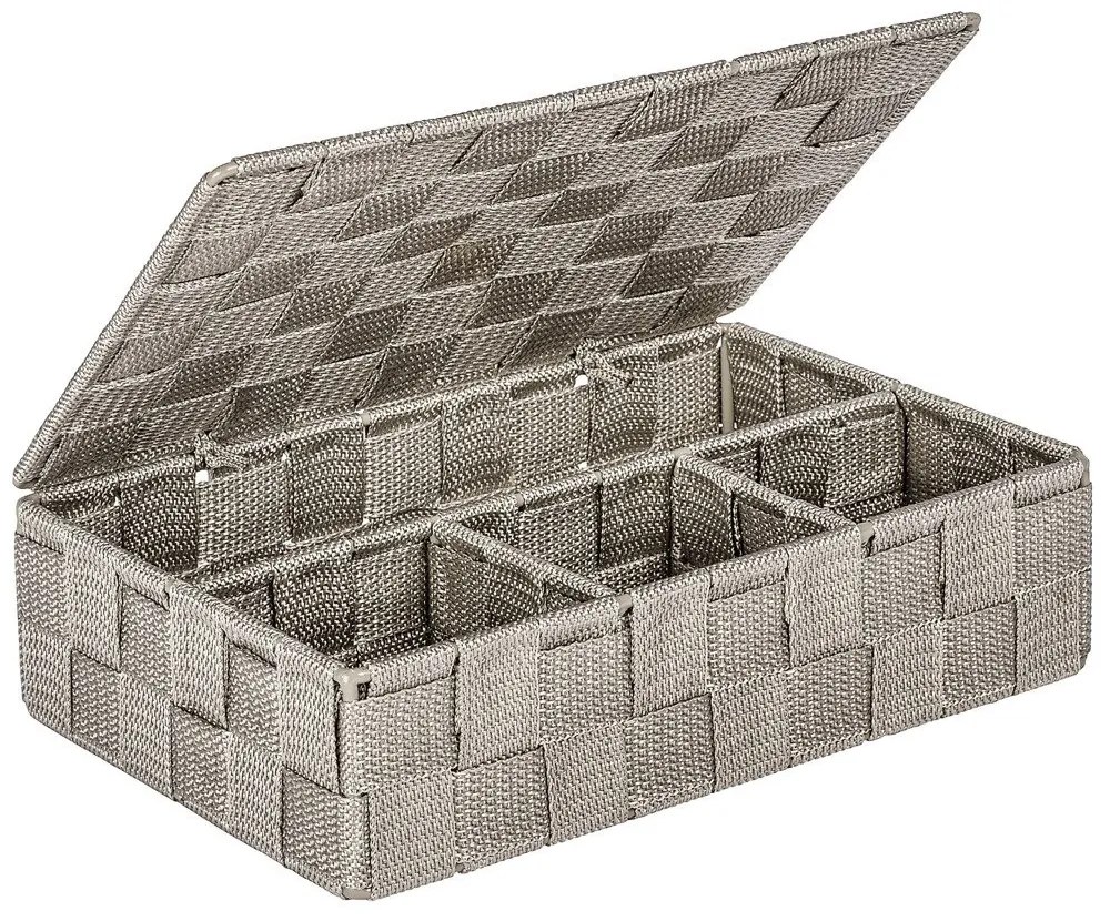 Organizer cu capac ADRIA, recipient pentru baie, WENKO, gri închis