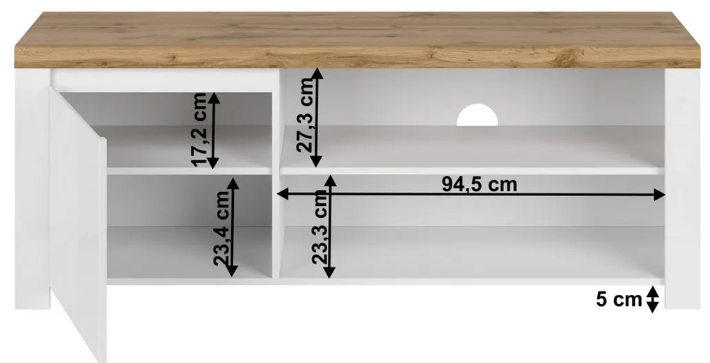 Măsuță TV VILGO 1D160, alb lucios