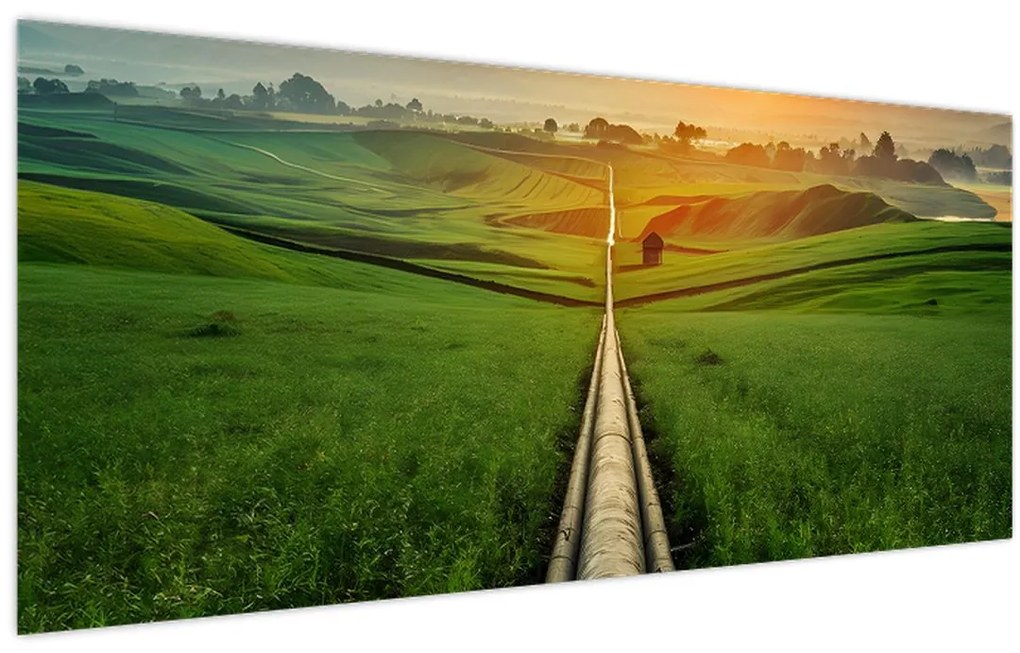 Tablou - Răsărit de soare peste vale (120x50 cm)