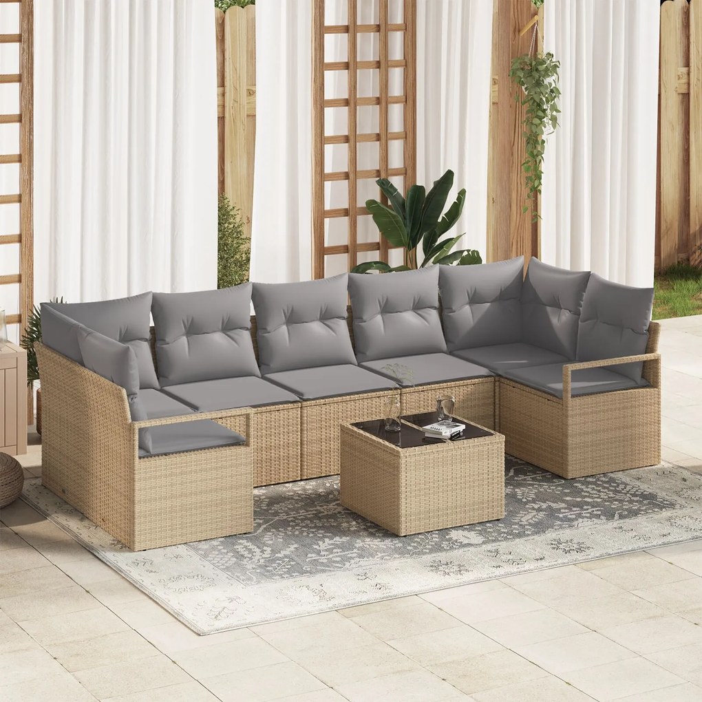 vidaXL Set de canapele pentru grădină 8 pcs Bej și gri 55 x 55 x 37 cm