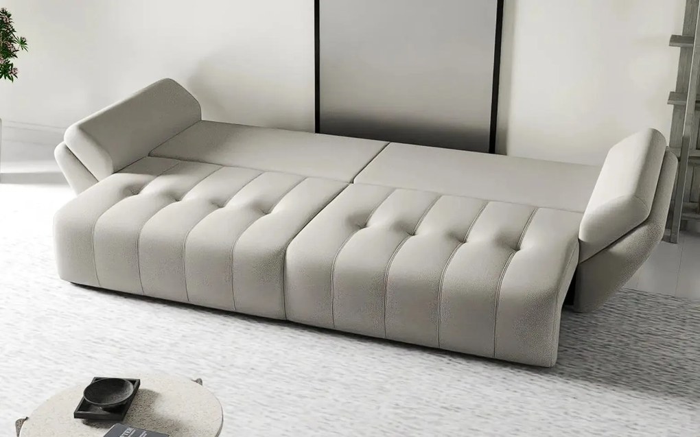Canapea extensibilă dumonde cu ladă de depozitare si sezut confortabil din spuma high-density, Berlin Enjoy Beige 300x100 cm