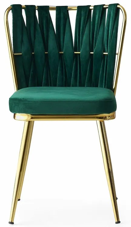 Set de scaune de sufragerie Kusakli Green andGold, 4 buc.
