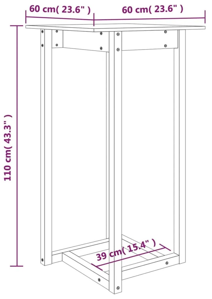 Masa de bar, maro miere, 60x60x110 cm, lemn masiv de pin