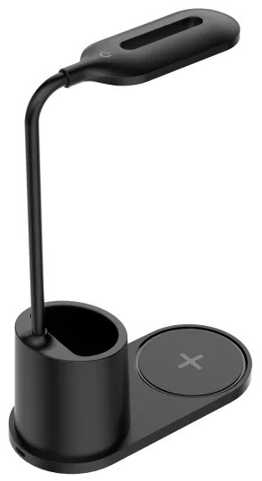 Lampă LED de birou LED/3W/5V cu încărcare fără fir, culoare neagră