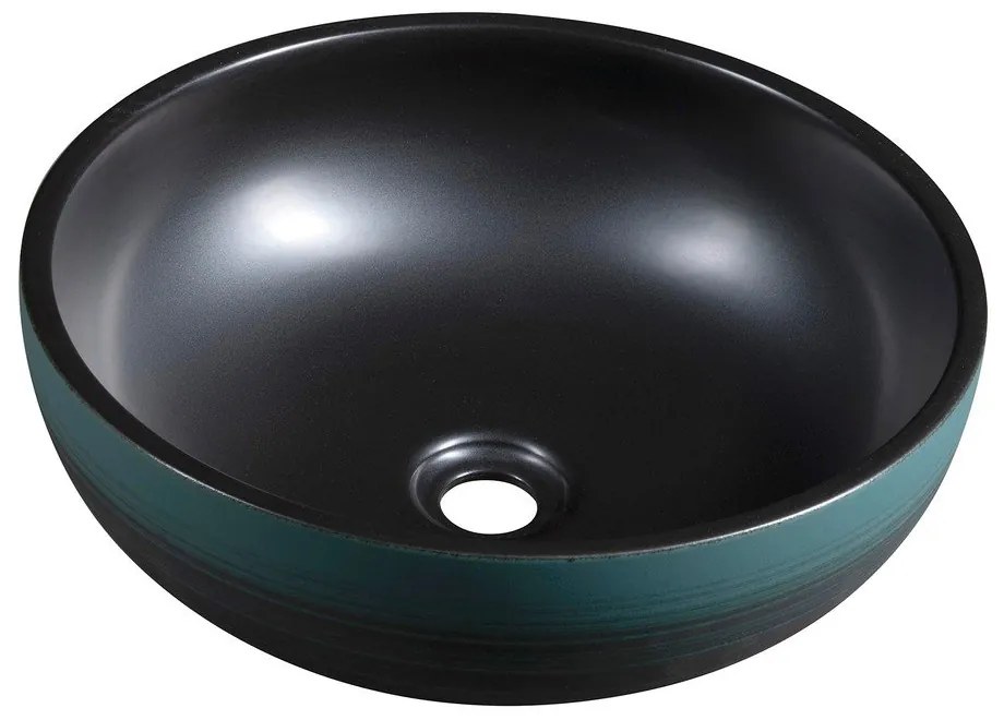 Chiuvetă neagră/turcoaz rotundă din ceramică ø 41 cm Priori – Sapho